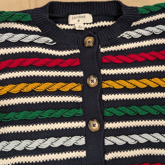 La Ligne x Target Multicolor Textured Striped Cardigan Sweater - Women's sz M - Picture 4 of 6